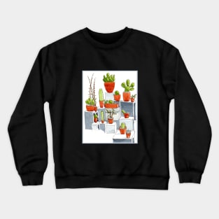 Cacti Beauty - Original Ink and Watercolor Painting Crewneck Sweatshirt